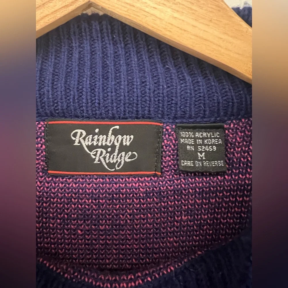 Vintage Rainbow Ridge Women’s Colorful Abstract Knit Pullover Sweater Size M - Picture 3 of 7